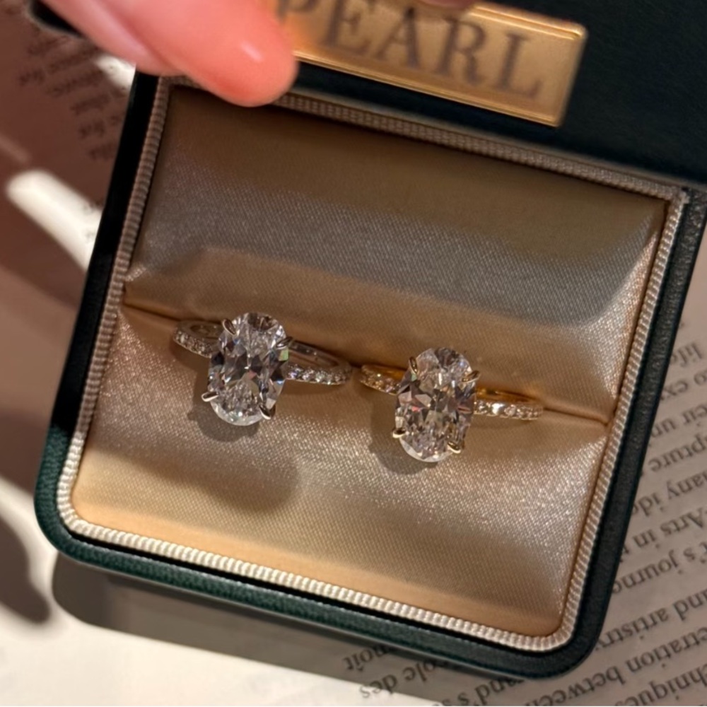 4CT S925 Sterling Silver or Gold Oval Cut Engagement Rings Promise Vacation Ring